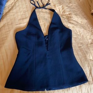 Deep v cut black express top